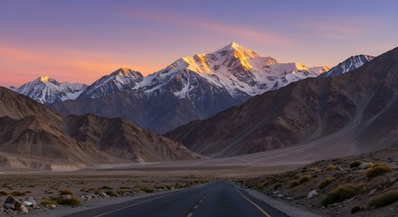 Spectacular Himalayas Viewed from Leh Ladakh Road &ndash; Majestic Mountain Peaks, Rugged Terrain, and Breathtaking Scenery on an Epic Himalayan Journey