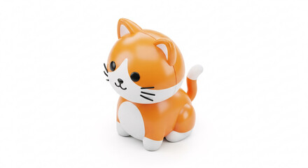 Adorable Orange and White Cartoon Cat Figurine.