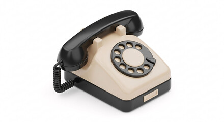 Retro Cream and Black Rotary Dial Telephone.