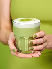 Refreshing Matcha Green Tea Beverage in Glass