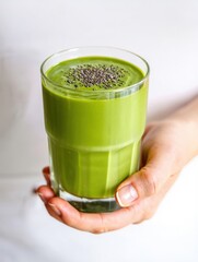 Refreshing Green Smoothie in Glass