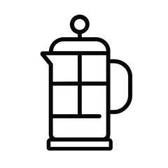 Obraz premium French Press Coffee Maker Icon in Outline