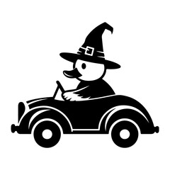 Fototapeta premium The Duck is driving vector of illustration. 