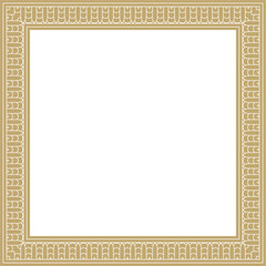Vector golden square Egyptian ornament. Rectangle, frame, ancient Egypt.Pattern of lotus flowers and sun

