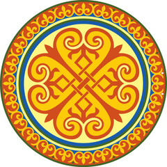 Vector colored round classic byzantine ornament. Circle, ring, border, Ancient Greece, Eastern Roman Empire frame. Decoration of the Russian Orthodox Church

