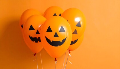 Orange balloons with jack-o'-lantern faces