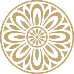 Classic Greek golden round ornament. Vector pattern, circle of ancient Hellenes. European border - ring.
