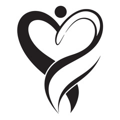 Abstract heart with personified form illustrating love care and support symbol