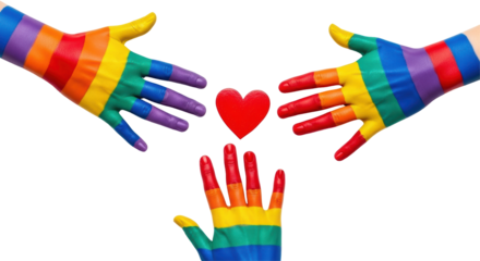 Isolated Rainbow Hands with Heart Symbol