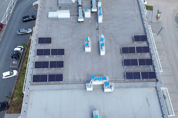 Rooftop Solar Panels on Low-Rise Apartment