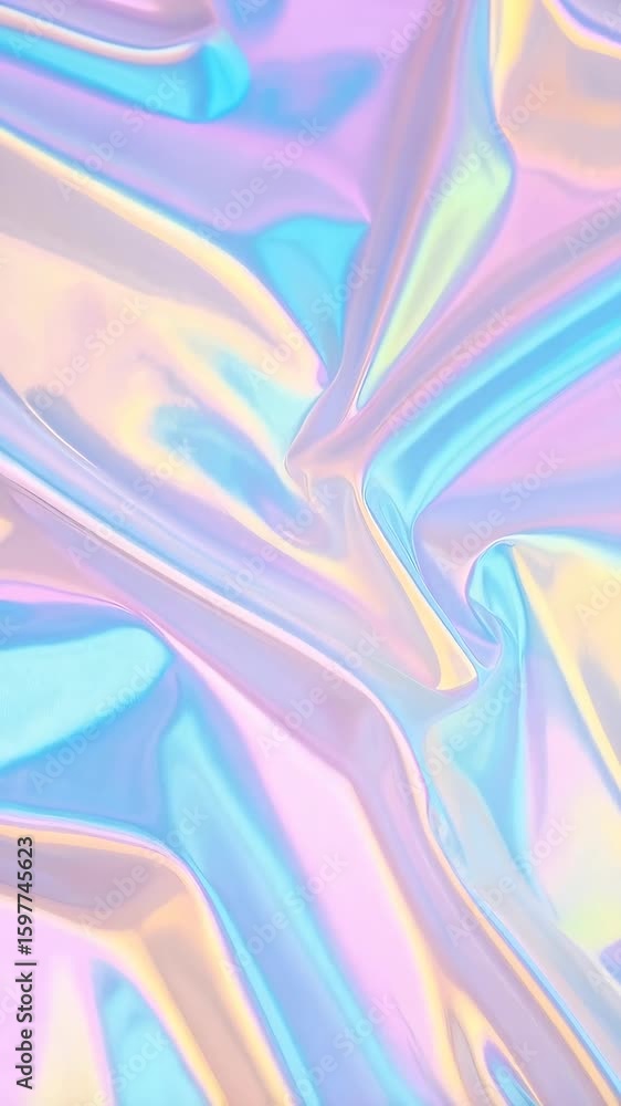 Poster abstract fluid iridescent pastel pattern with light and shadow creating dynamic surface and whimsica
