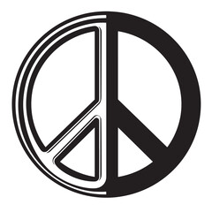 Black and white vector illustration of the universal peace symbol representing peace and harmony