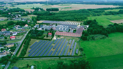 Modern house using solar energy in forested area