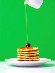 Delicious Pancakes with Maple Syrup Drizzle