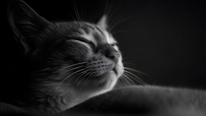 Black and white cat portrait sleeping peacefully feline domestic animal pet photo