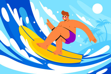 Surf Days Flat Hand Drawn Composition