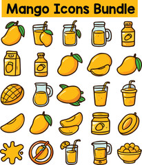 Set of Colorful mango icons. Doodle style icon vector bundle.eps