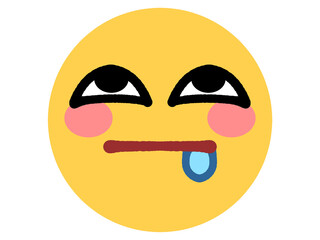 じゅるりとよだれを垂らす黄色い丸顔アイコンイラスト素材