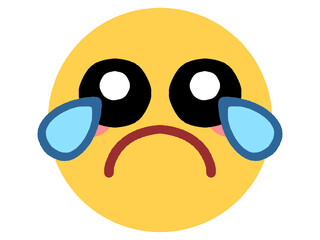 泣き顔の黄色い丸顔アイコンイラスト素材