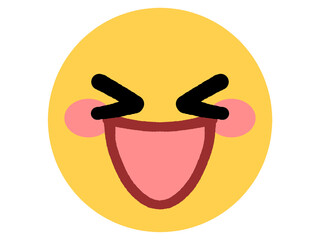 大喜びする黄色い丸顔アイコンイラスト素材