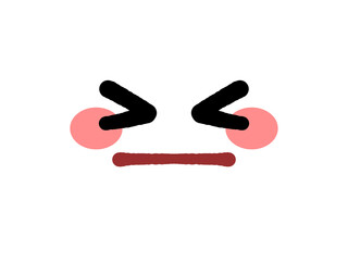 ぎゅっと目を瞑る黄色い丸顔アイコンイラスト素材