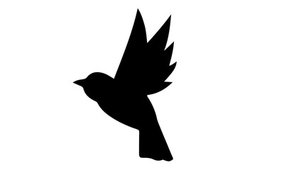  Cute small bird silhouette flying with raised wings.