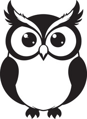 Elegant Silhouette Owl Portrait: A captivating illustration of a minimalist owl, rendered in stark black and white, embodying wisdom and insight.