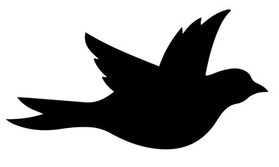 Standing bird silhouette isolated on clean white background