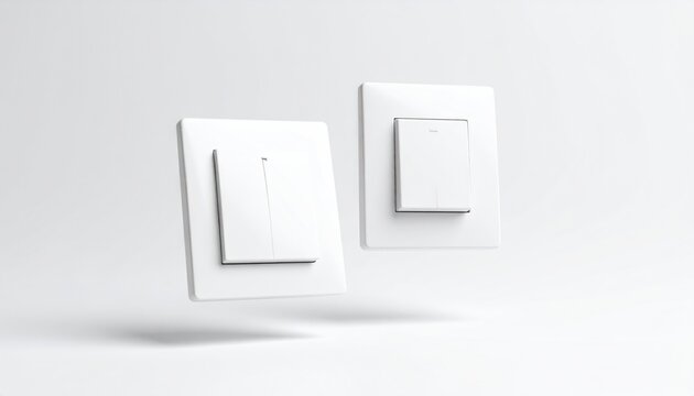 Floating White Light Switch Mockups With Shadow Detail Against a Clear Background - Powered by Adobe