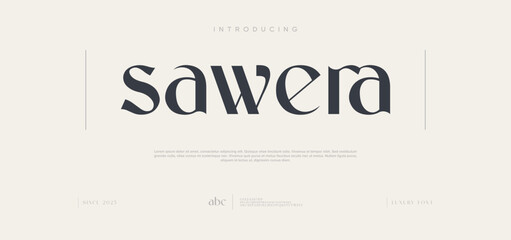 Sawera Modern Elegant Serif Typeface. A stylish and contemporary serif font with perfect for branding, editorial design, luxury packaging, fashion headlines, and minimalist logos.