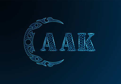 Low poly letter logo AAK design. AAK letter logo low poly vector design on blue color gradient background. AAK logo low poly design