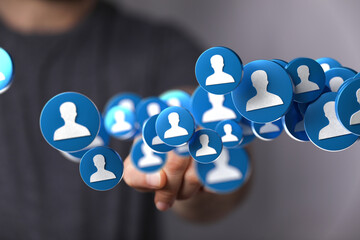 Abstract image of digital connections and social media networking.  Ideal for technology, business,...