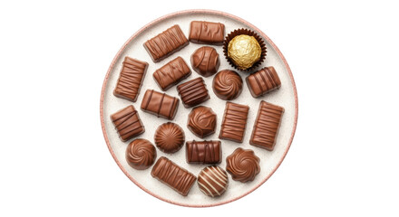 Isolated Chocolate Candies on Plate