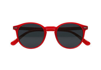 Red frame round sunglasses fashion isolated on transparent background