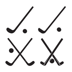 angled hockey stick with red ball silhouette