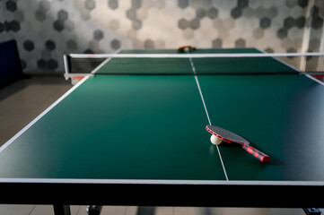 Interior of the recreation room, ping pong table