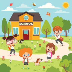 Education Clip Art With Cartoon Kids