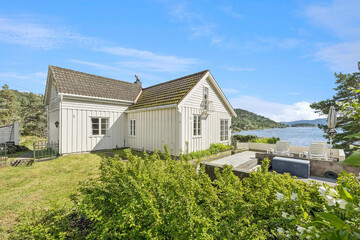 Modern luxury villa exterior in minimal scandinavian style