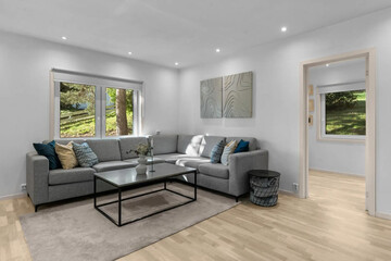 Modern luxury apartment interior in minimal scandinavian style