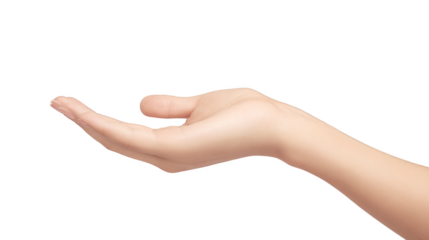 A hand is shown in a white background, with the fingers spread wide open