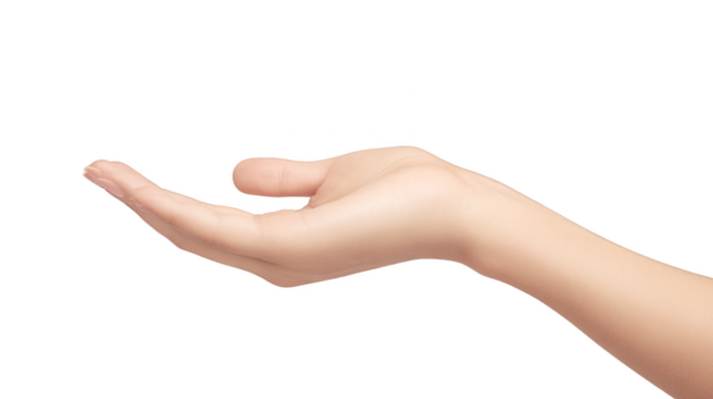 A hand is shown in a white background, with the fingers spread wide open