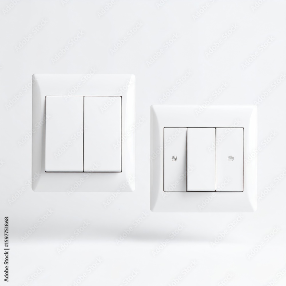 Aufkleber isolated white light switch panels floating against white background with simple design