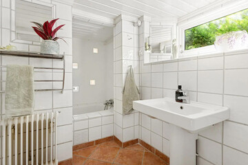 Modern bathroom interior in minimal scandinavian style
