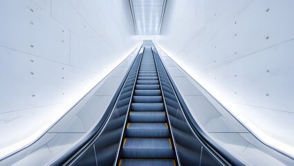 Modern escalator moving upward in a futuristic building interior transportation system