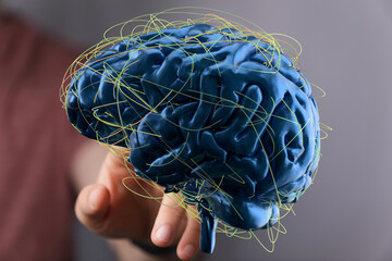 3D rendering of a human brain with neural connections, perfect for medical or technology concepts.