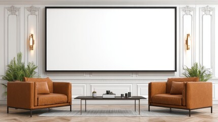 Empty room with large picture frame