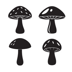 mushroom with spotted cap silhouette set bundle