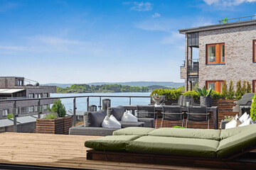 cozy terrace and villa exterior, 3d render