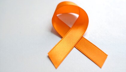 Orange ribbon on white background