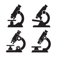 classic laboratory microscope silhouette set bundle